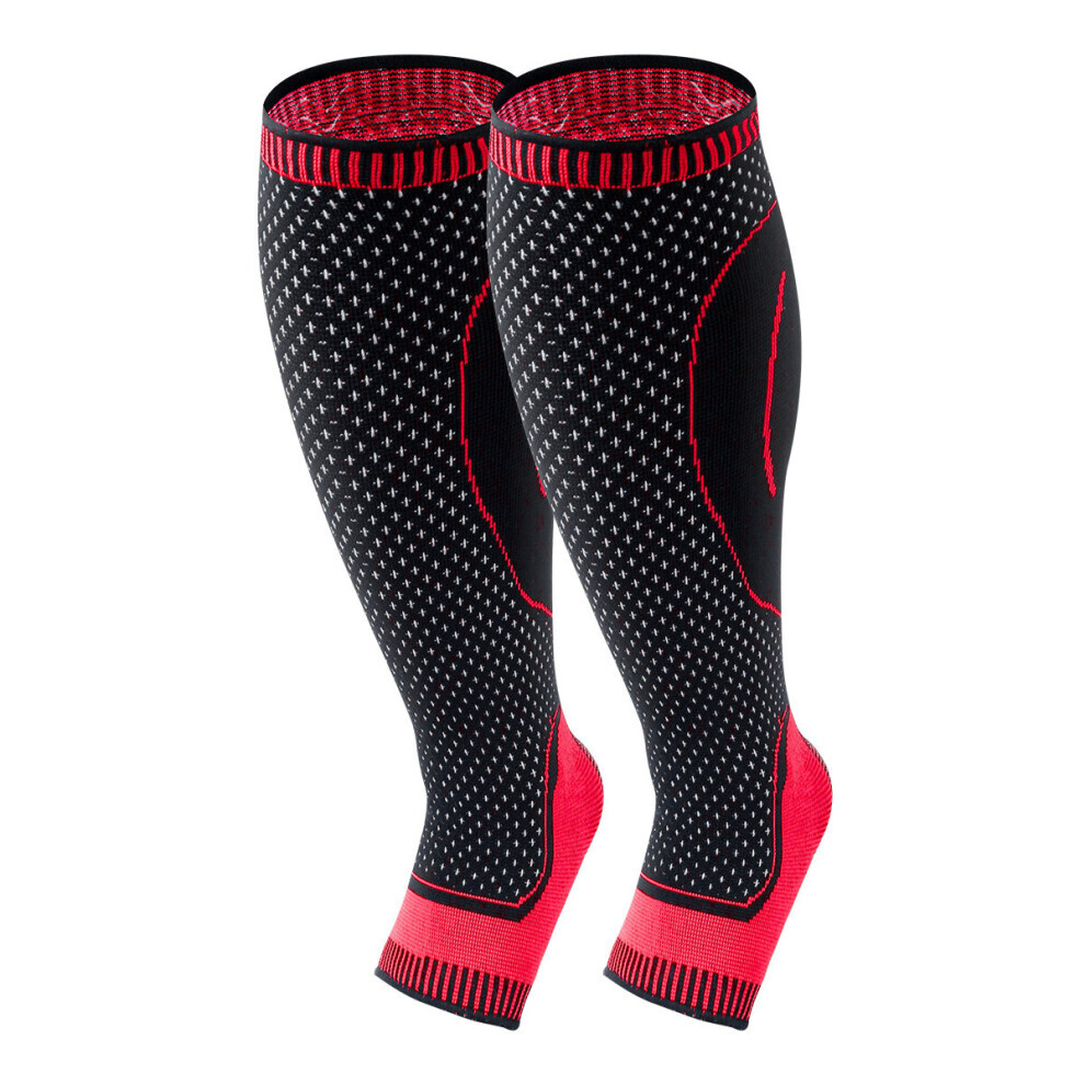 Black/Red (#1-1Pair -, L) (-Grey, L) Calf Leg Gym Compression Sleeve Sock Shin Splint Support Wrap Brace Pain Relief