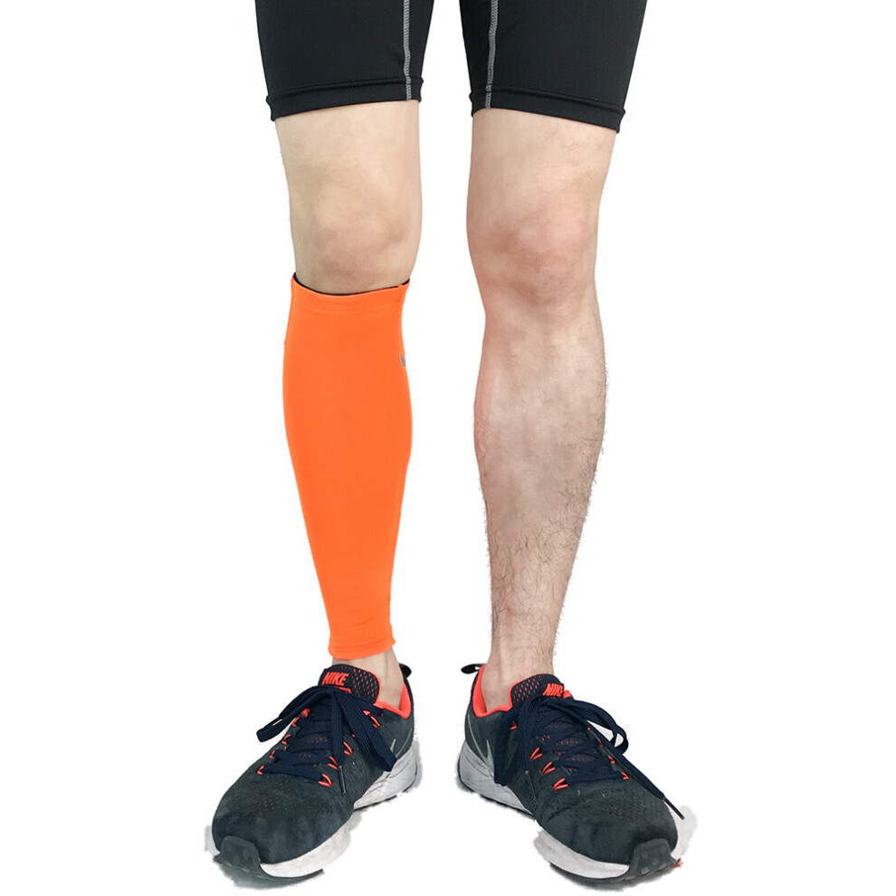 (Orange, XL) (Black, M) Calf Compression Sleeve Socks Men Women Shin Splint Leg Running Fitness Travel
