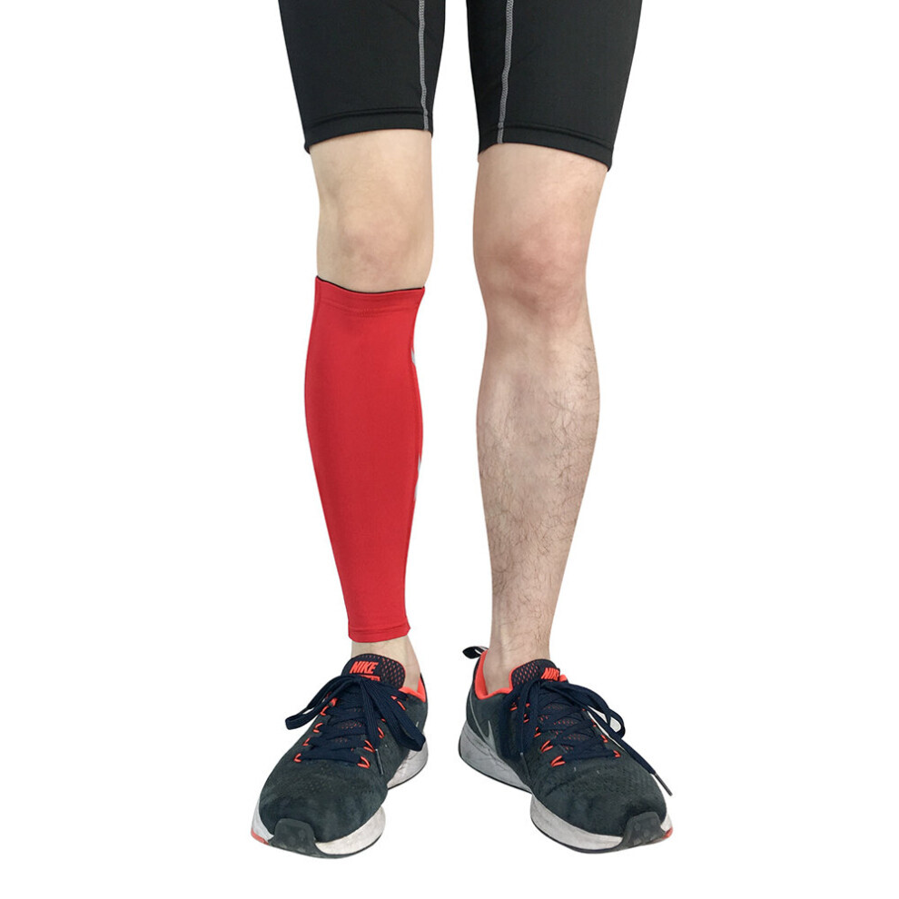 (Red, L) (Black, M) Calf Compression Sleeve Socks Men Women Shin Splint Leg Running Fitness Travel