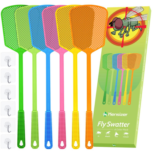 Kensizer 6-Pack Matamosche Plastiche Resistenti, Manico Lungo Jumbo