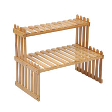 GureCOD 14.6 """" / 18,5 """" 2 niveaux Bambou Plant Stand Shelf Desk Brewer Pot Solder Adjustable Bourse Affichage Affichage de l'echelle Organisate