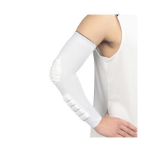 (White, L) (Black, XL) 2Pcs Elastic Elbow Sleeve Brace Arm Support Pad Guard Compression Sports Gym Workout
