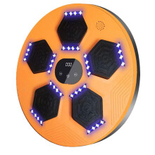 (Orange) Wall Mounted Boxing Training Machine, Music Boxing Machine Smart Music Boxing Pads, With 6 Lights And Bluetooth Sensor Target Boxing Reaction Training