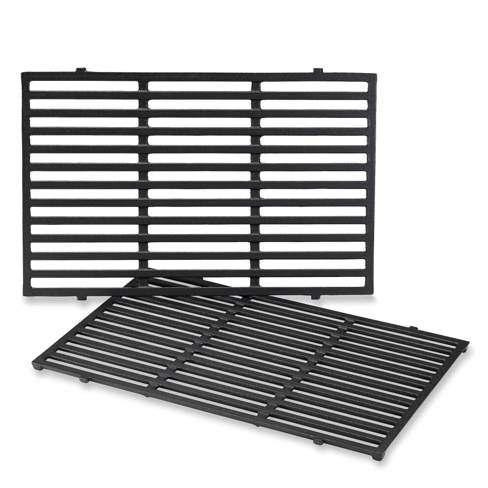 Weber Porcelain-Enameled Cast-Iron Cooking Grates Fits-Genesis 300 series grills  19.5"""" x 12.9"""" With Superior Heat Retention
