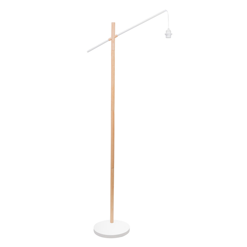 ValueLights Adrianna White and Natural Wood Hanging Floor Lamp Base