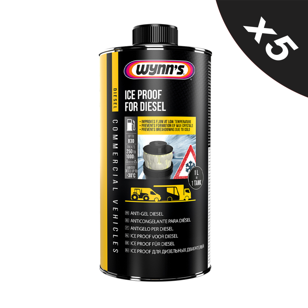 5x1L Wynns Winter Diesel Additive Anti-Gel Diesel Frost Protection Treatment