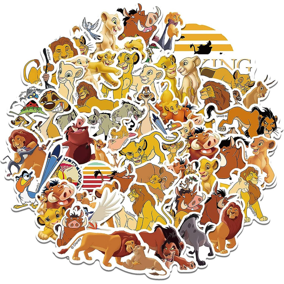 50pcs The Lion King Cartoon Stickers For Kids, Anime Movie Waterproof Vinyl Decals For Water Bottles Scrapbook Laptop Phone Notebook Skateboard Bike