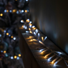 25m 1000 LED Christmas Lights with Timer in White & Warm White on Clear Cable