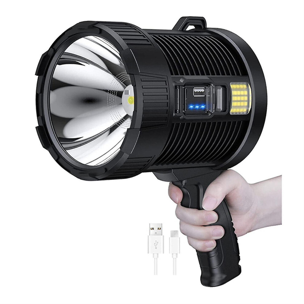 Rechargeable Spotlight,100000 Lumens Led Spot Lights Handheld Flashlight Super Outdoor Solar Spotli-image-OPC-PFRTPKY-NEW