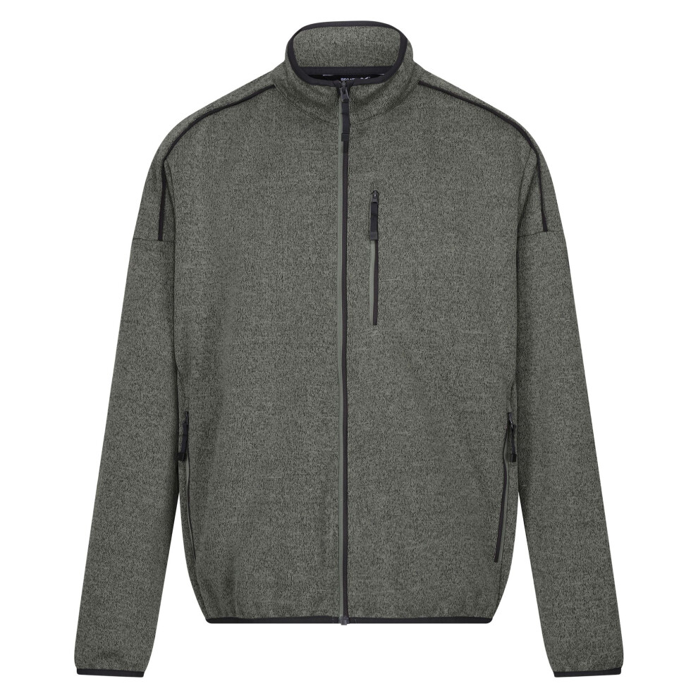 (L, Agave Green/Black Marl) Regatta Mens Kassam Marl Full Zip Fleece Jacket