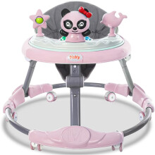 (Pink) Foldable Baby Walker - Multifunctional Walker with 6 Adjustable Heights, Activity Center, Portable Music, Toys, Food Tray & Silent Wheels - Baby Walke