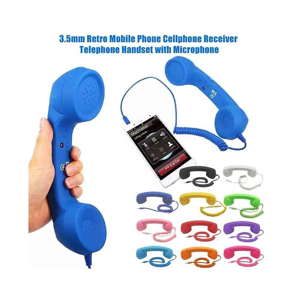 (Yellow) 3.5mm Universal Retro Telephone Handset Headphone Microphone For Mobile Phone