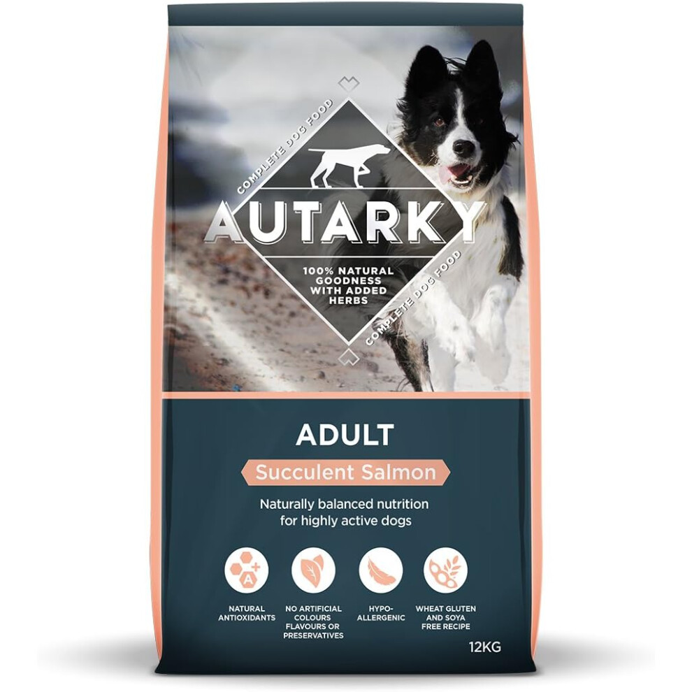 Autarky Hypoallergenic Succulent Salmon Dry Dog Food with Added Herbs, 12 kg