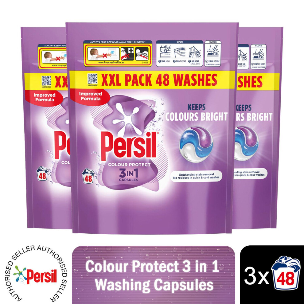 Persil XXL 3in1 Washing Capsules Protect Keeps Colour Bright 48W 3pk