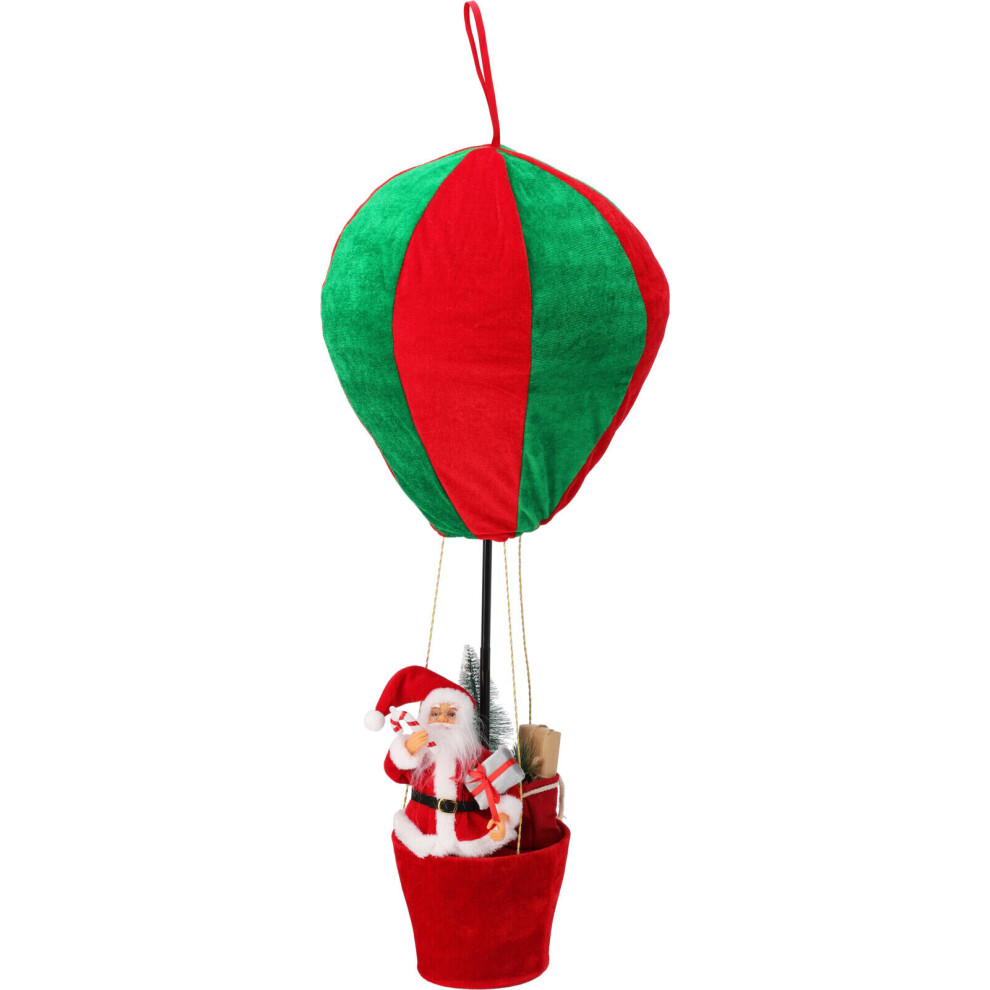 (Red & Green) 90cm Santa in Basket Pop Up Hot Air Balloon Christmas Xmas Decoration Ornament