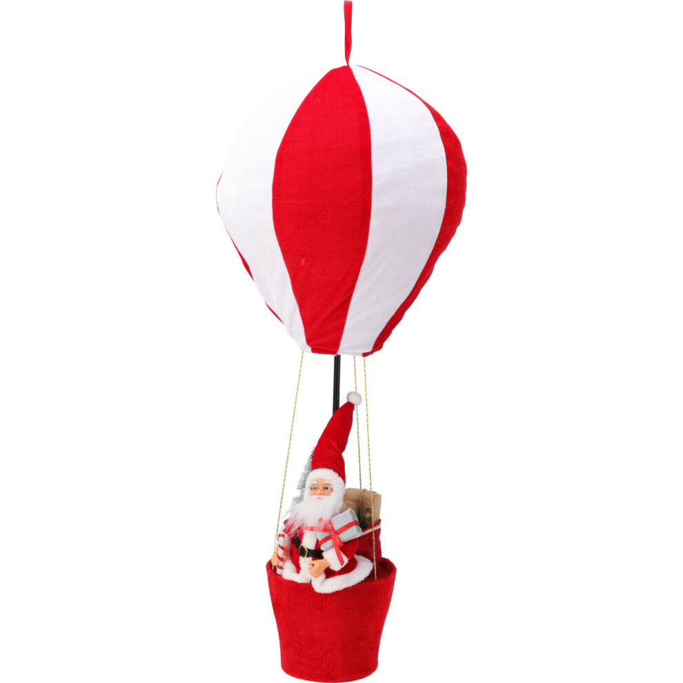 (Red & White) 90cm Santa in Basket Pop Up Hot Air Balloon Christmas Xmas Decoration Ornament