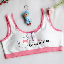 (Watermelon Red) Teenager Kids Girls Cat Print Soft Bra Vest Tank Top Sport Breathable Underwear