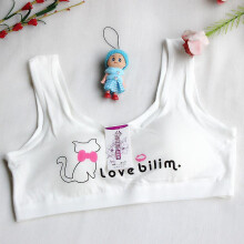 (White) Teenager Kids Girls Cat Print Soft Bra Vest Tank Top Sport Breathable Underwear