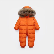 (Orange, 90) Russian New Jumpsuit Kids Winter Wear Baby Boy Snowsuit Parka Nature Fur 90% Duck Down Jacket For Girl Clothes Coat Overalls