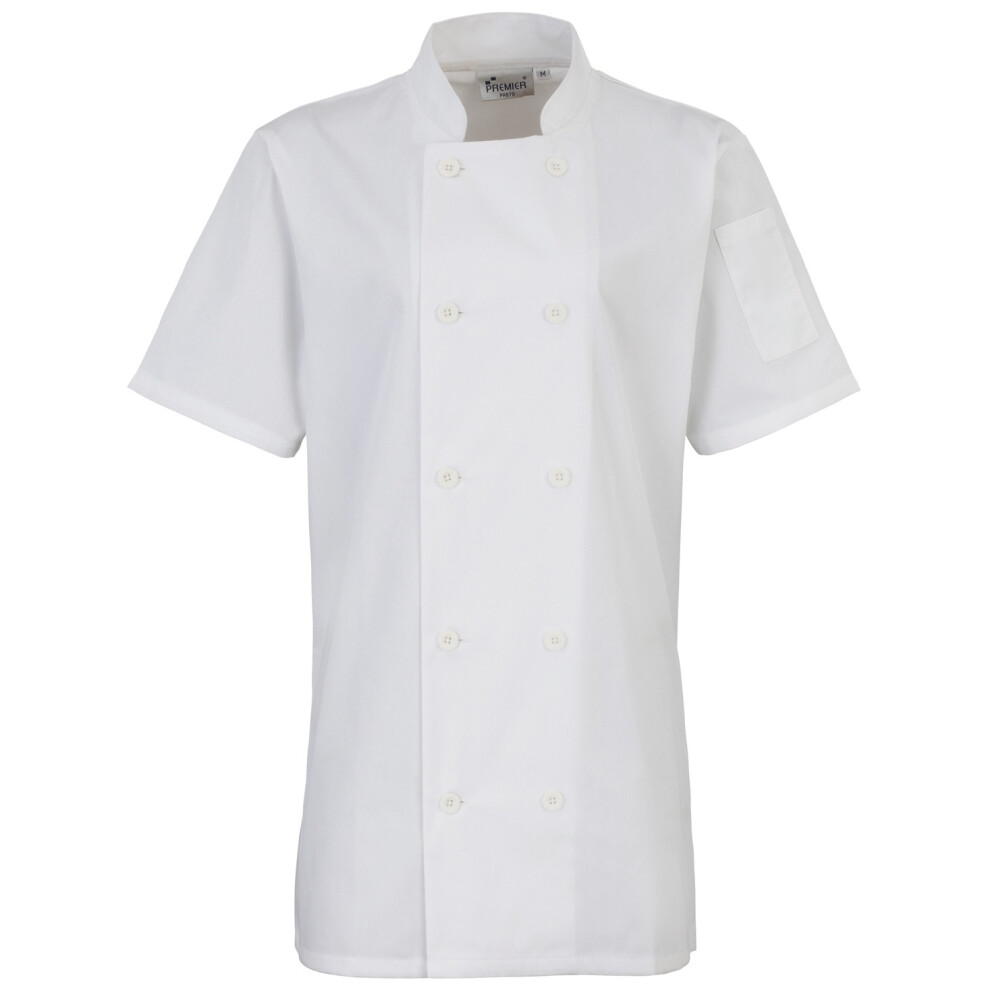 (L, White) Premier Womens/Ladies Short Sleeve Chefs Jacket / Chefswear
