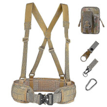 (Yellow) 5pcs Tactical Waist Belt Set Adjustable Hunting Waist Patrol Belts