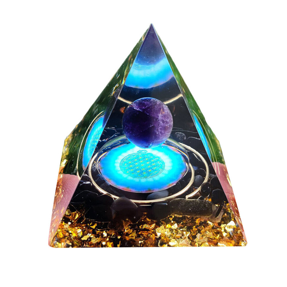 (Colorful G) (Colorful J) Amethyst Crystal Sphere Orgonite Pyramid Obsidian Chakra Energy Orgone Stone Dec-image-OPC-PFRVBK5-NEW