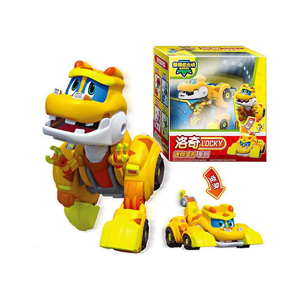 (With Box Locky) Newest Abs Min Deformation Gogo Dino Action Figures Rex Transformation Car Airplane Motorboat Crane Dinosaur Toys For Kids V