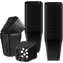 5.5cm 50 Pieces Nursery Pots, Reusable Plastic Square Seedling Pot/seedling Pot/transplant Pot/growing Pot For Indoor And Outdoor Planting