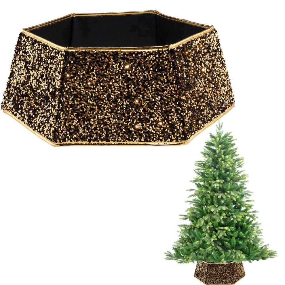 (Gold Sequin) Christmas Tree Collar Skirt Stand Base Trunk Cover Foldable Xmas DÃ©cor-image-OPC-PFRVCW9-NEW