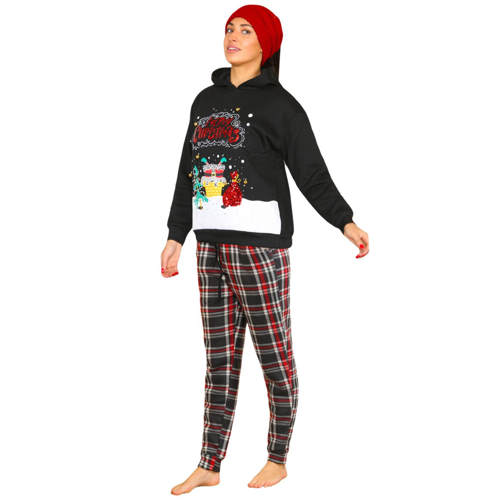 (Black , S) Women Christmas Tracksuit 3DPullover Hoodie Pyjama