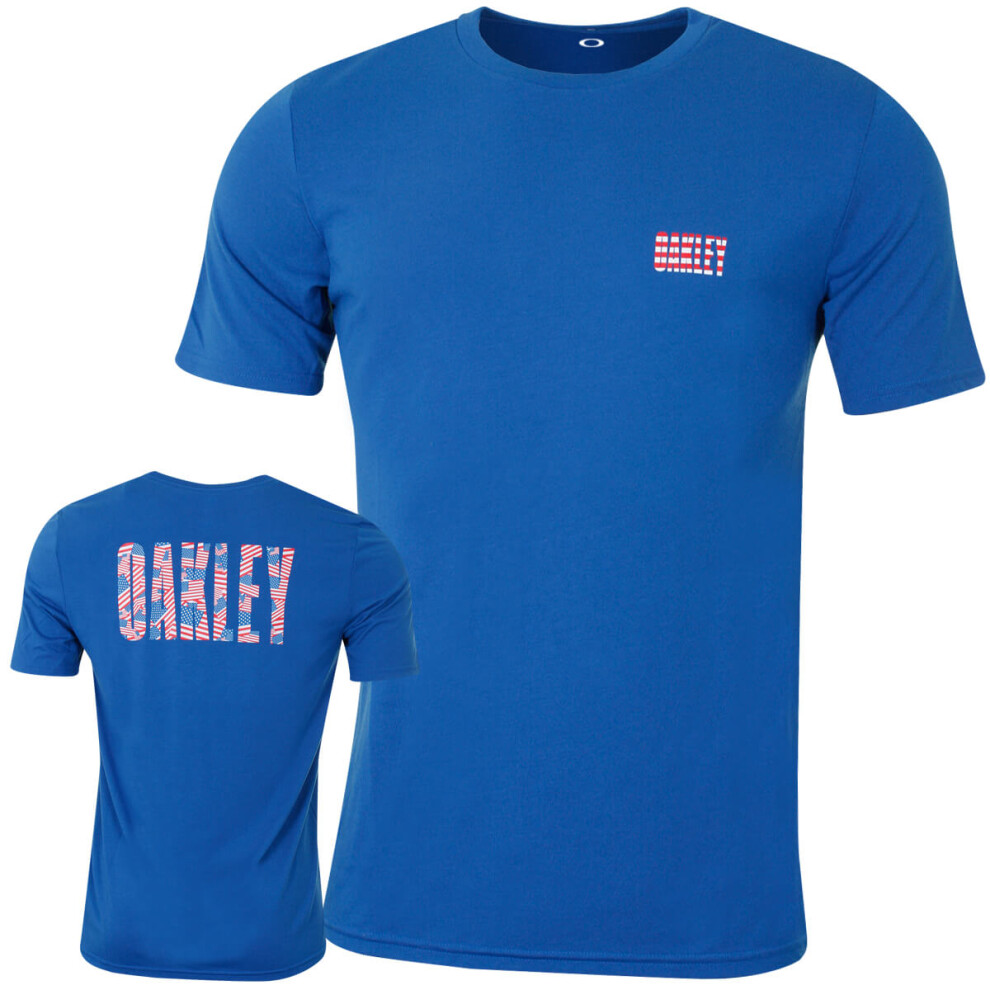 (L, Electric Shade) Oakley Mens Oakley USA Tee Lightweight Breathable T-Shirt