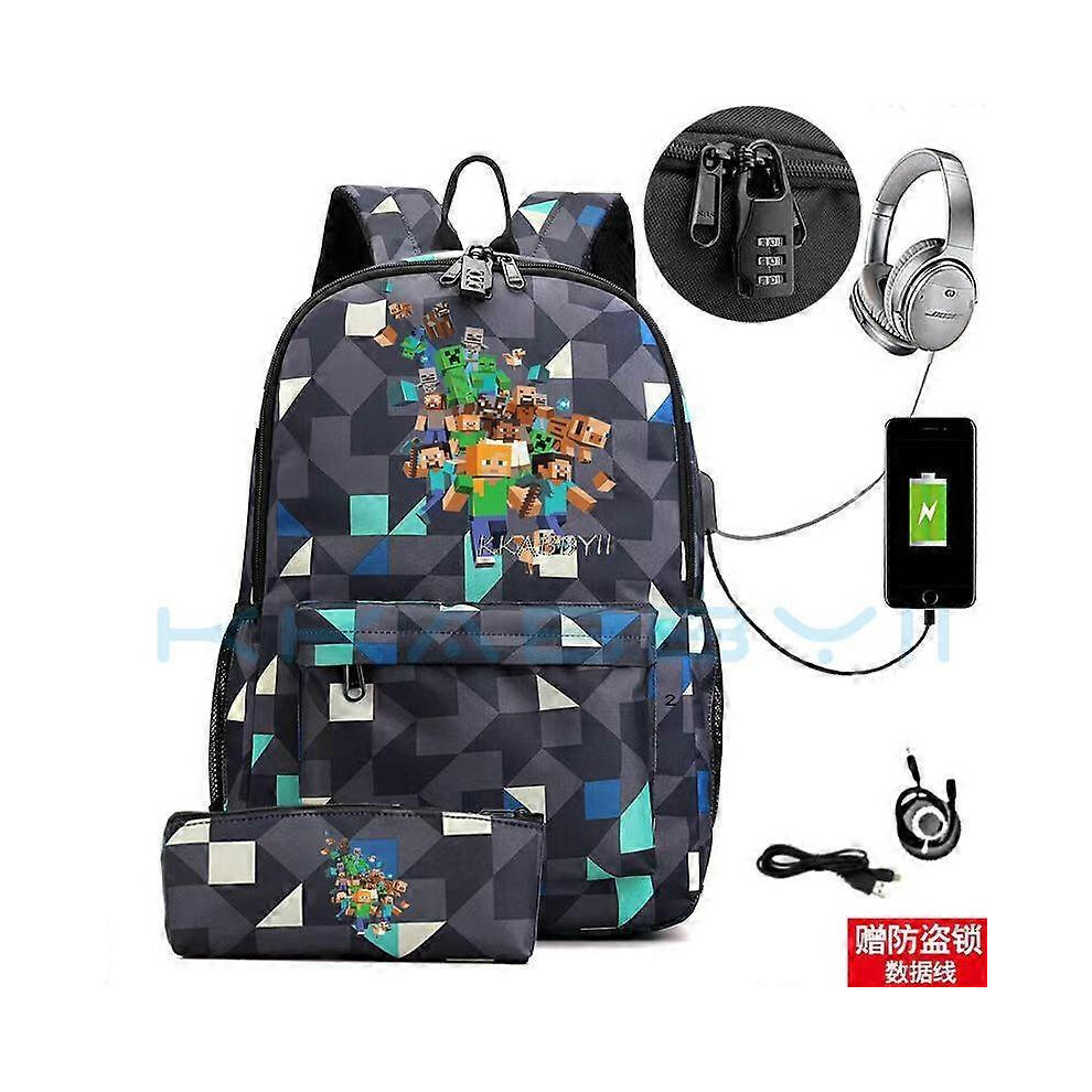 (style 32) Minecraft Anti Theft Usb Charge Backpack Waterproof Women School Bag Bagpack School Bags Teenage Girls Boys Travel Bag Book Bags-image-OPC-PFRVFC2-NEW