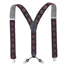 (Maroon) Men's Leather Braces Y-shaped
