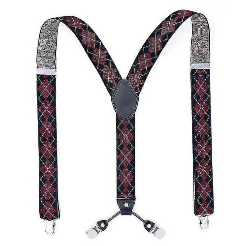 (Maroon) Men's Leather Braces Y-shaped