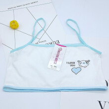 (Lake Blue) Puberty Kids Girls Breathable Cartoon Underwear Training Bra Comfy Soft Crop Sports Top