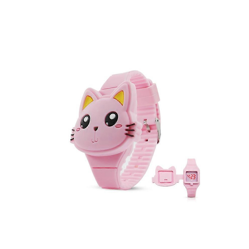 (Pink) 3d Kids Watches Cute Rabbit Cat Cartoon Led Electronic Children Watch Boys And Girls Silicone Toy Wristwatches Gifts Clock-image-OPC-PFRVHBD-NEW