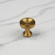 (30mm Knob) Brushed Brass Modern Grooved Cabinet Handles & Matching Knobs Pulls
