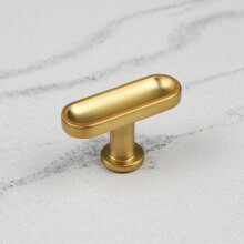 (52mm Pull) Brushed Brass Modern Grooved Cabinet Handles & Matching Knobs Pulls