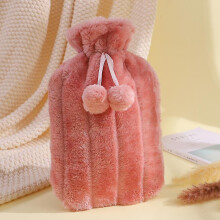 (Pink) Hot Water Bottle With Soft Cover - Premium Fluffy Faux Fur Cover - 2l Large Capacity - Hot Water Bag For Period Pain