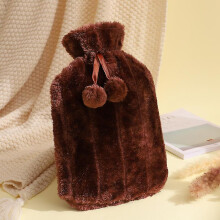 (Brown) Hot Water Bottle With Soft Cover - Premium Fluffy Faux Fur Cover - 2l Large Capacity - Hot Water Bag For Period Pain