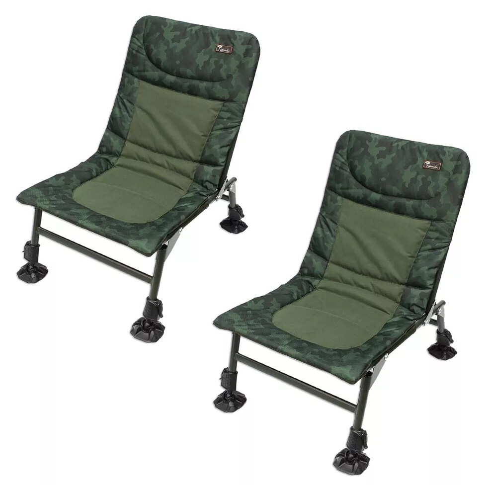Fishing Capming Chair Camo Adjustable Legs Mud Feet Padded Comfortable Set Of 2