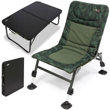 Nomadic Camo Chair Large Adjustable Mud Feet & Bivvy Table Carp Coarse Fishing