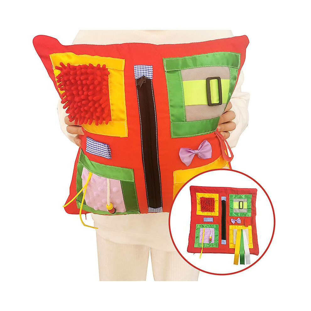 Red (Red) Fidget Blanket Dementia Activities For Seniors Fidget Pillow For Elderly With Dementia Sensory Activity Pillow