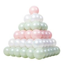 (Green White) 100pcs Ball Pit Balls Thickened Odor-free High Elastic Safe Bite-resistant Entertainment Pe Material Macaron Color Pit Balls Kids Gift
