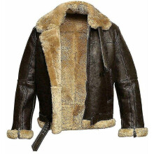 (5XL, Brown) 2023 Men's Raf Aviator Real Leather Jacket Coat Bomber B3 Sheep Skin Pilot Flying