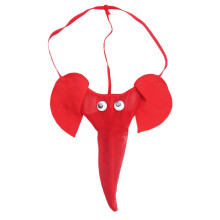 (Red) Men Sexy Briefs Elephant Cartoon G-string Novelty Underwear