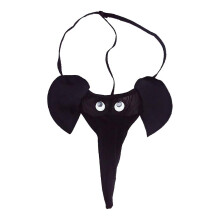 (Black) Men Sexy Briefs Elephant Cartoon G-string Novelty Underwear