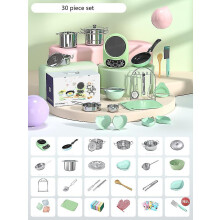 (30 piece set3) Mini Kitchen Set To Make Real Food Cooking Electric Furnace Stainless Steel Supplies Play House Toys For Girls Boys Kids Gifts
