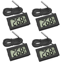 4x Digital Lcd Thermometer Temperature Monitor With External Probe For Fridge Freezer Refrigerator Aquarium (4x Black)