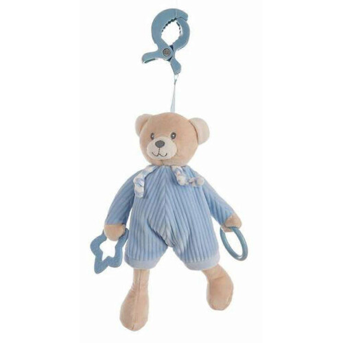 Rattle Cuddly Toy Activity Blue Bear Clip Velvet 26 Cm